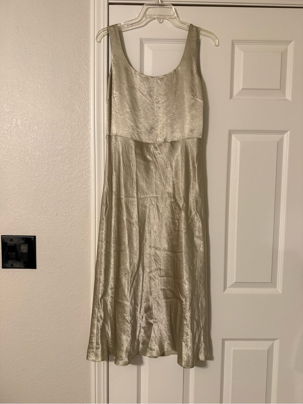 Vince Silky Slip Midi Dress in Light Champagne - Sepia Scoop Neck